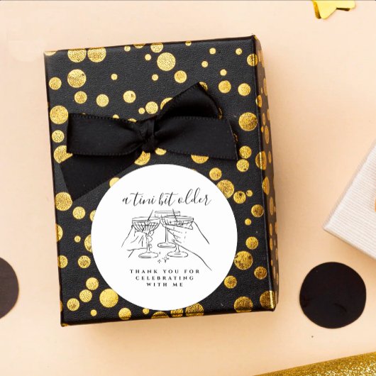 A Tini Bit Older White Martini Birthday Thank You Ronde Sticker