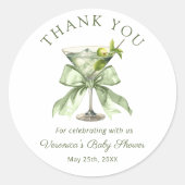 A tini Martini Sage Baby Shower Thank you Sticker (Voorkant)