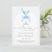 A Tini One Blue Bow Stripes Boy Baby Shower Kaart (Staand voorkant)