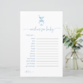 A Tini One Blue Bow Wishes For Baby Advice Card (Staand voorkant)