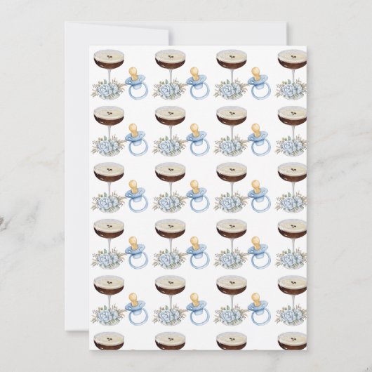 A Tini One Blue Paci Espresso Martini Baby Shower Kaart (Achterkant)