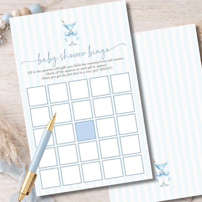 A Tini One Blue Stripes Baby Shower Bingo Game (Creator heeft geüpload)
