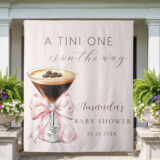 A tini One Espresso Martini Baby Shower Backdrop Wandkleed