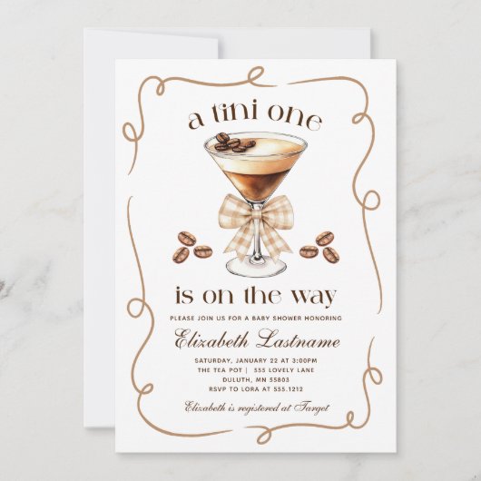 A Tini One Espresso Martini Baby Shower Kaart (Voorkant)