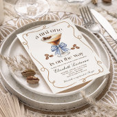 A Tini One Espresso Martini Blue Bow Baby Shower Kaart