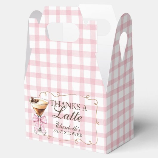 A Tini One Espresso Martini Pink Bow Baby Shower Bedankdoosjes (Geopend)