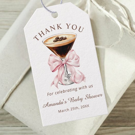 A tini One Espresso Martini Pink Bow Baby Shower  Cadeaulabel