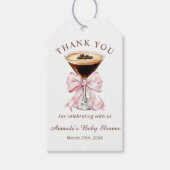 A tini One Espresso Martini Pink Bow Baby Shower  Cadeaulabel (Voorkant)