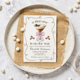 A Tini One Espresso Martini Pink Bow Baby Shower Kaart