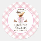 A Tini One Espresso Martini Pink Bow Baby Shower Ronde Sticker (Voorkant)
