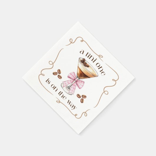 A Tini One Espresso Martini Pink Bow Baby Shower Servet (Hoek)