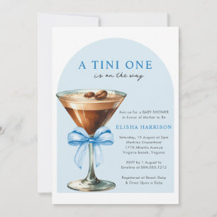 A Tini One Is On The Way Boy Baby shower Kaart