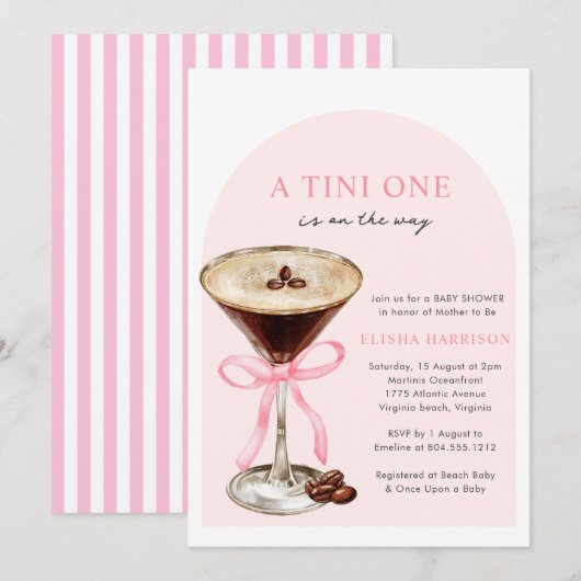 A Tini One Is On The Way Girl Baby shower Kaart (Voorkant / Achterkant)
