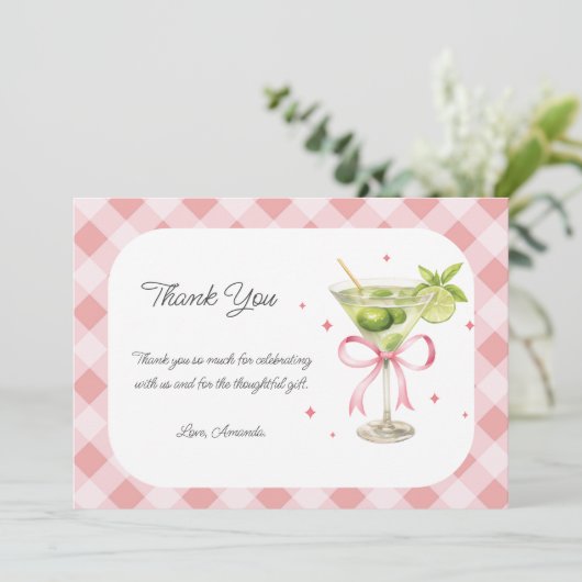 A Tini One is onderweg naar het Martini Girl Baby  Bedankkaart (Staand voorkant)