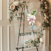 A Tini One Martini Pink Bow Baby Shower Welcome Acryl Bord