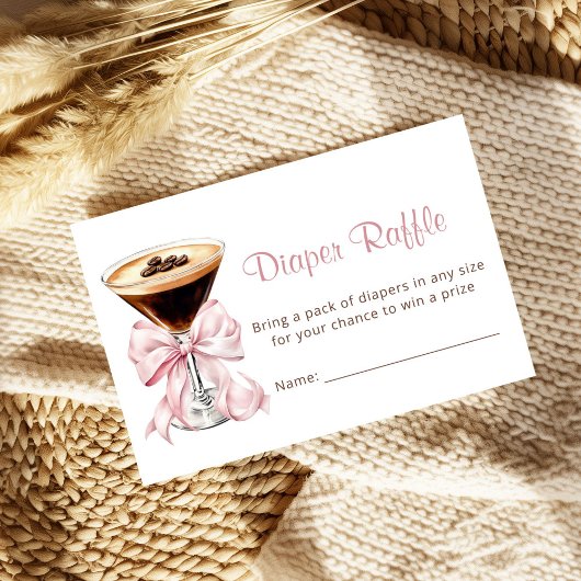 A Tini One Martini Pink Diaper Raffle Baby Shower Informatiekaartje
