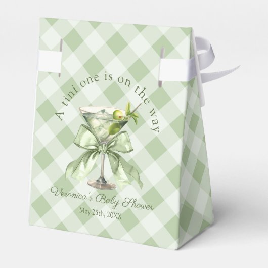 A Tini One Martini Sage Bow Baby Shower Gift Bedankdoosjes (Achterkant)