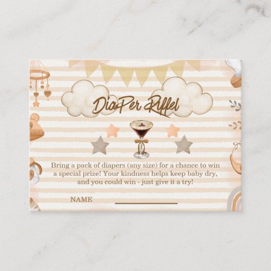 A Tini One On The Way Espresso Martini Baby Shower Informatiekaartje (Voorkant)