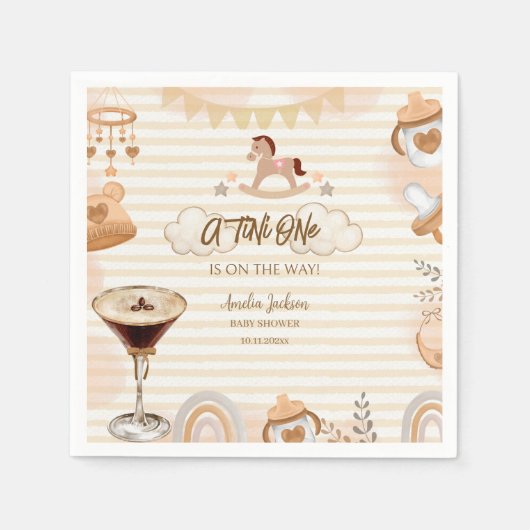 A Tini One On The Way Espresso Martini Baby Shower Servet (Voorkant)