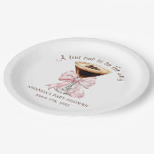 A tini One Pink Bow Baby Shower Paper Plate Papieren Bordje (Gekanteld)