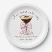 A tini One Pink Bow Baby Shower Paper Plate Papieren Bordje (Voorkant)