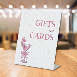 A Tiny Bit Engaged Gifts and Cards Sign Pink  Reclamebord Met Voetstuk