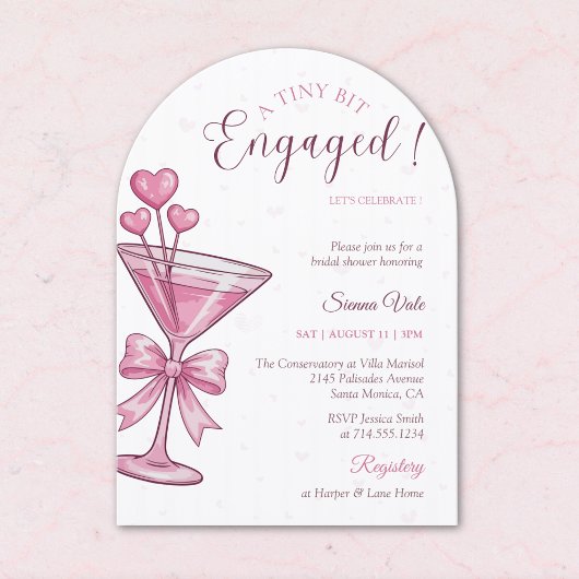 A Tiny Bit Engaged Pink Martini Bridal Shower Kaart
