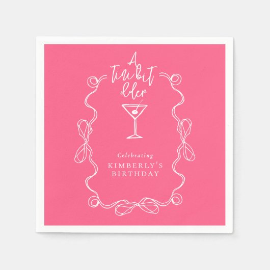 A Tiny Bit Older Pink Hand Drawn Birthday Party Servet (Voorkant)