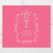 A Tiny Bit Older Pink Hand Drawn Martini Birthday Sparkling Wijnetiket (Enkel label)