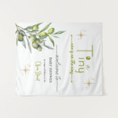 A tiny one is on the way welkomstbord wandkleed (Voorkant (horizontaal))