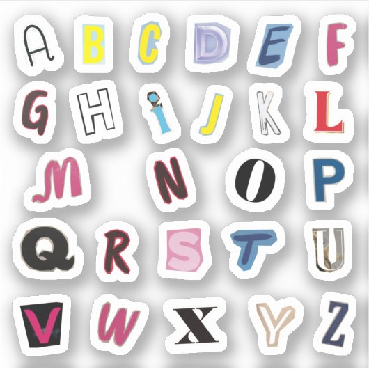 A to Z Alphabets Cutout Sticker Pack (Voorkant)