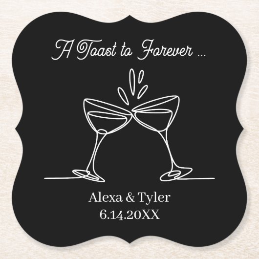 A Toast to Forever | Personalized Wedding Kartonnen Onderzetters (Voorkant)