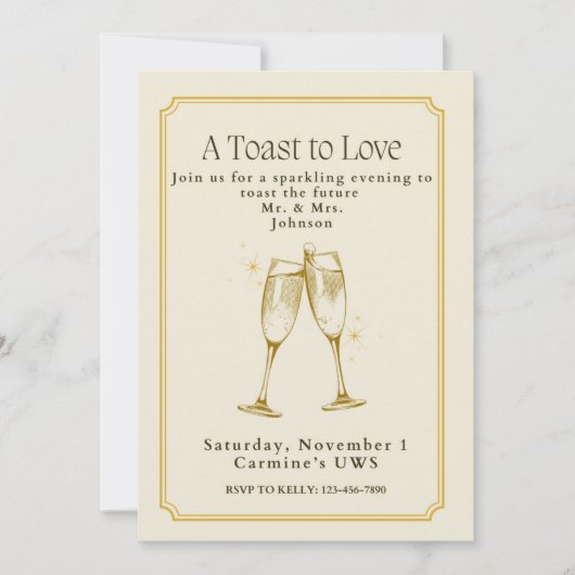 A Toast to Love Engagement Party Invitation Kaart (Voorkant)