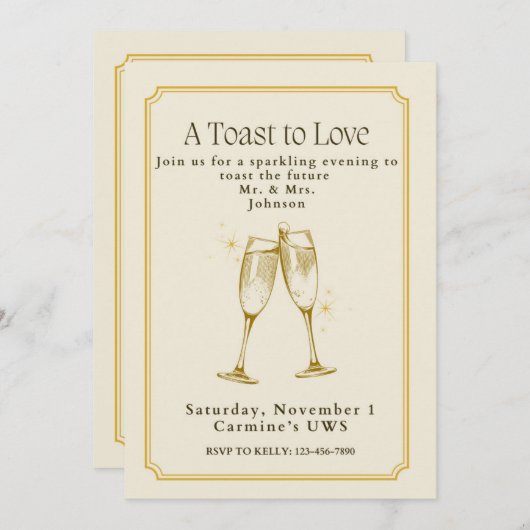 A Toast to Love Engagement Party Invitation Kaart (Voorkant / Achterkant)