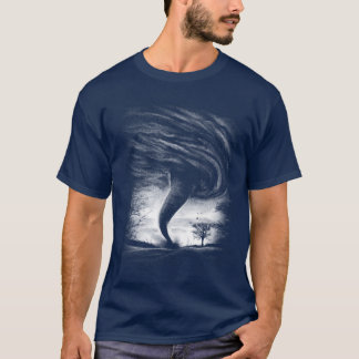 a tornado on a road in realistic style t-shirt