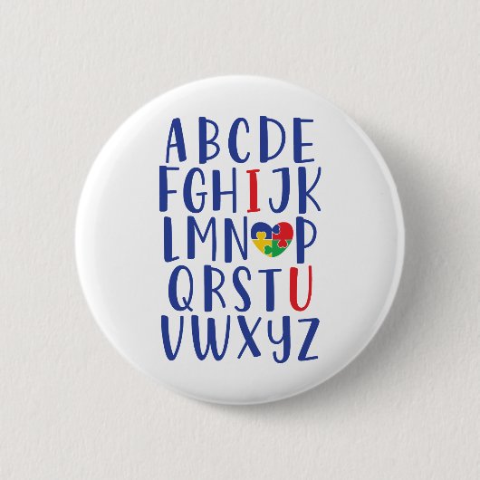 A tot Z Alphabet | Ik hou van autisme Ronde Button 5,7 Cm (Voorkant)