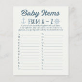 A tot Z Baby Items Nautisch Baby shower Spel Flyer (Voorkant)