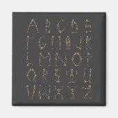 A tot Z Halloween Skeletons Alphabet Capital Lette Magneet (Voorkant)