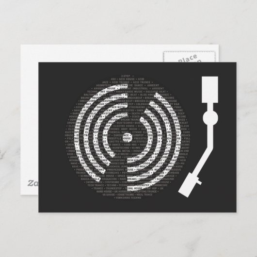 A tot Z Platenspeler Donkere Briefkaart (Voorkant / Achterkant)