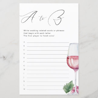 A tot Z Vino voor Bruidsfeest Bruiloftsspel