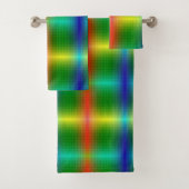 A towel set and washcloth display vibrant rainbow bad handdoek (Insitu)