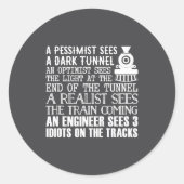 A Train Engineer And 3 Idiots Funny Joke  Ronde Sticker (Voorkant)