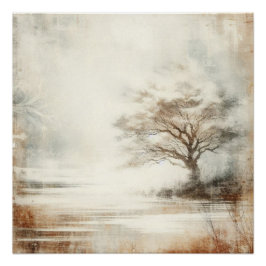A Tree In The Mist Old Photo Graphic Design Perfect Poster