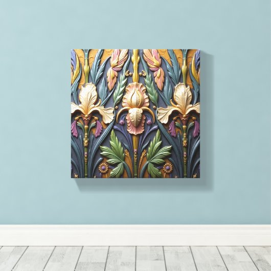 A Trio of Irises Canvas Afdruk (Insitu (Houten vloer))