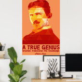 A True Genius -Nikola Tesla- Poster (Thuiskantoor)
