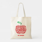A Truly Amazing Teacher Apple Typography Tote Bag (Achterkant)
