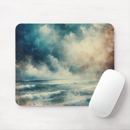 A Turbulent Ocean Scene Old Photograph Muismat (Met muis)