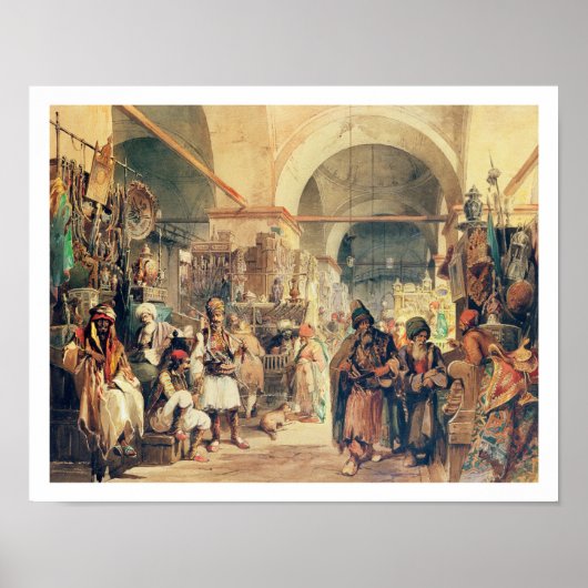 A Turkey Bazaar, 1854 (potlood & w/c op papier) Poster (Voorkant)
