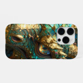 A Turquoise and Gold Dragon Mystical iPhone Hoesje (Achterkant horizontaal)