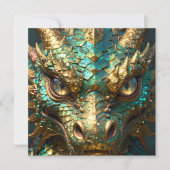 A Turquoise and Gold Dragon Mystical Kaart (Voorkant)